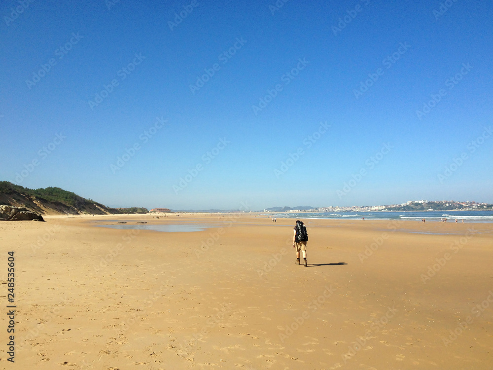 Somo's beach, , Cantabria, Camino de Santiago route along the Northern coast of Spain