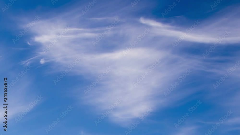 Plumose clouds in the blue sky, time lapse. Plumose clouds in the blue sky, time lapse.