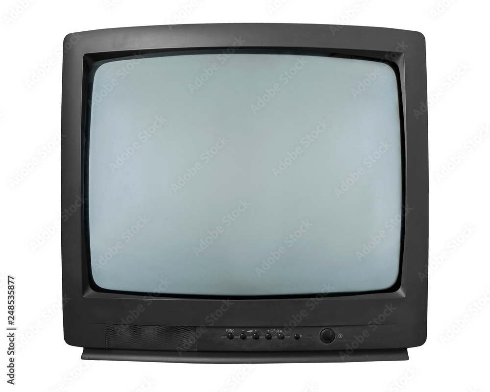 Old TV. TV with kinescope on a white background.