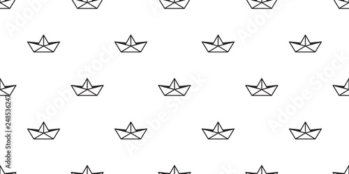 boat seamless pattern vector origami yacht helm anchor nautical maritime scarf isolated tile background repeat wallpaper illustration