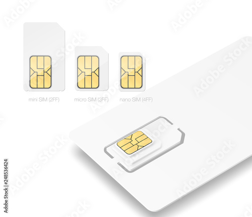 Blank sim chip mockup. Vector illustration isolated on white background. Ready fro your design. EPS10.	