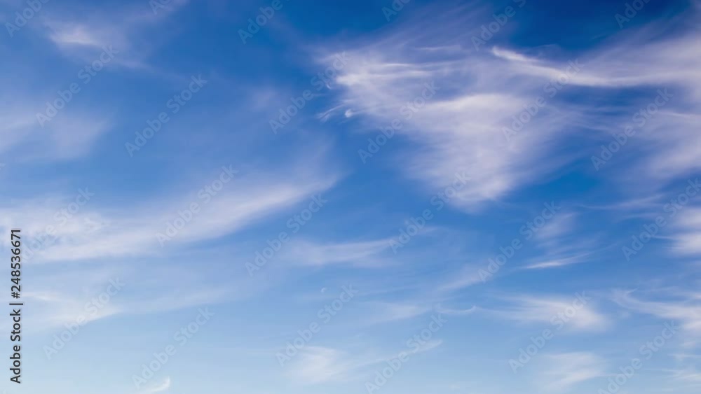 Plumose clouds in the blue sky, time lapse. Plumose clouds in the blue sky, time lapse.