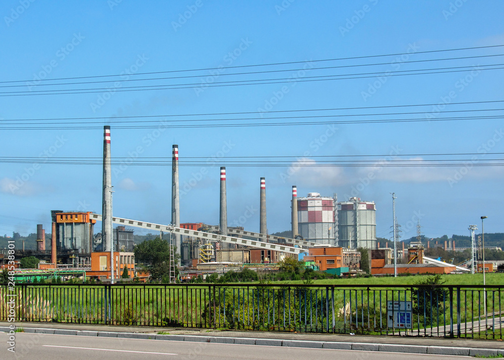 Industrial area of Aviles, Asturias, Camino del Norte route, Northern coast of Green Spain