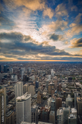 Afternoon Cityscape Chicago Illinois Architecture City Skyline Landscape Urban Center Lights Aerial