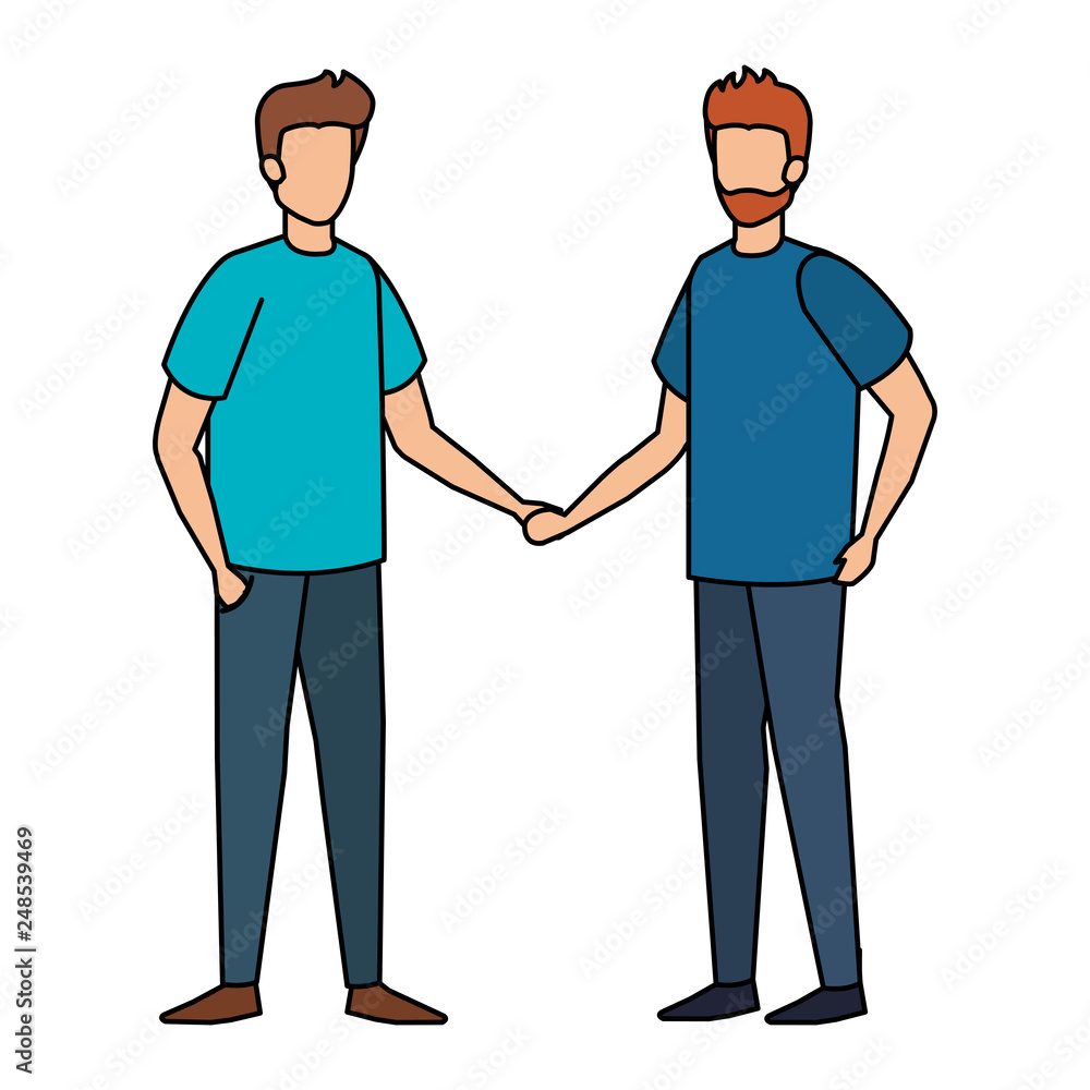 Fototapeta premium young and casual couple men characters