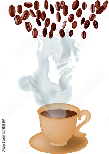 cup of coffee and beans