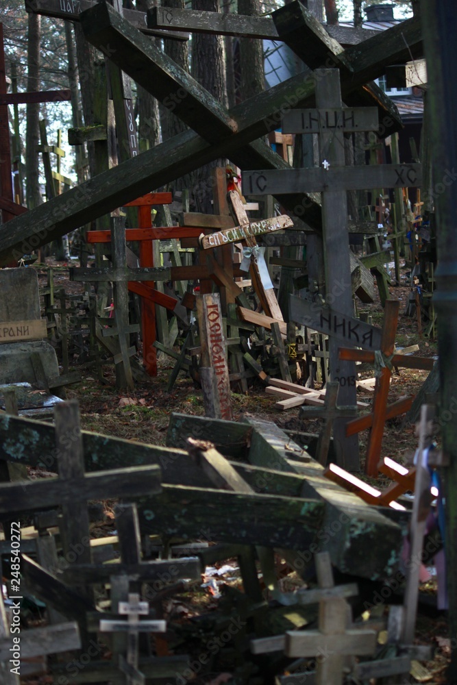 Orthodox crosses in Grabarka, eastern Poland