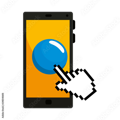 smartphone with pointer cursor