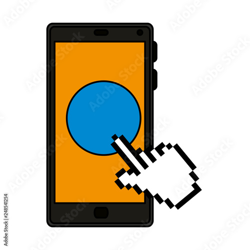 smartphone with pointer cursor