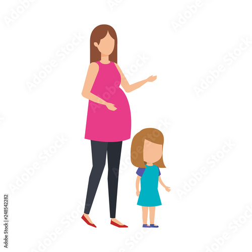 woman pregnancy with daughter