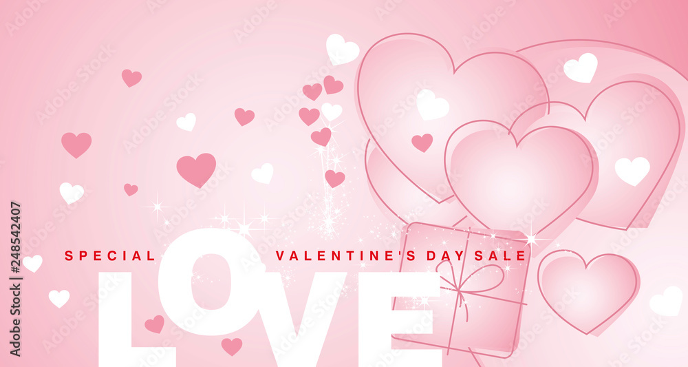 Naklejka Special Love Valentines Day Sale light pink landscape background