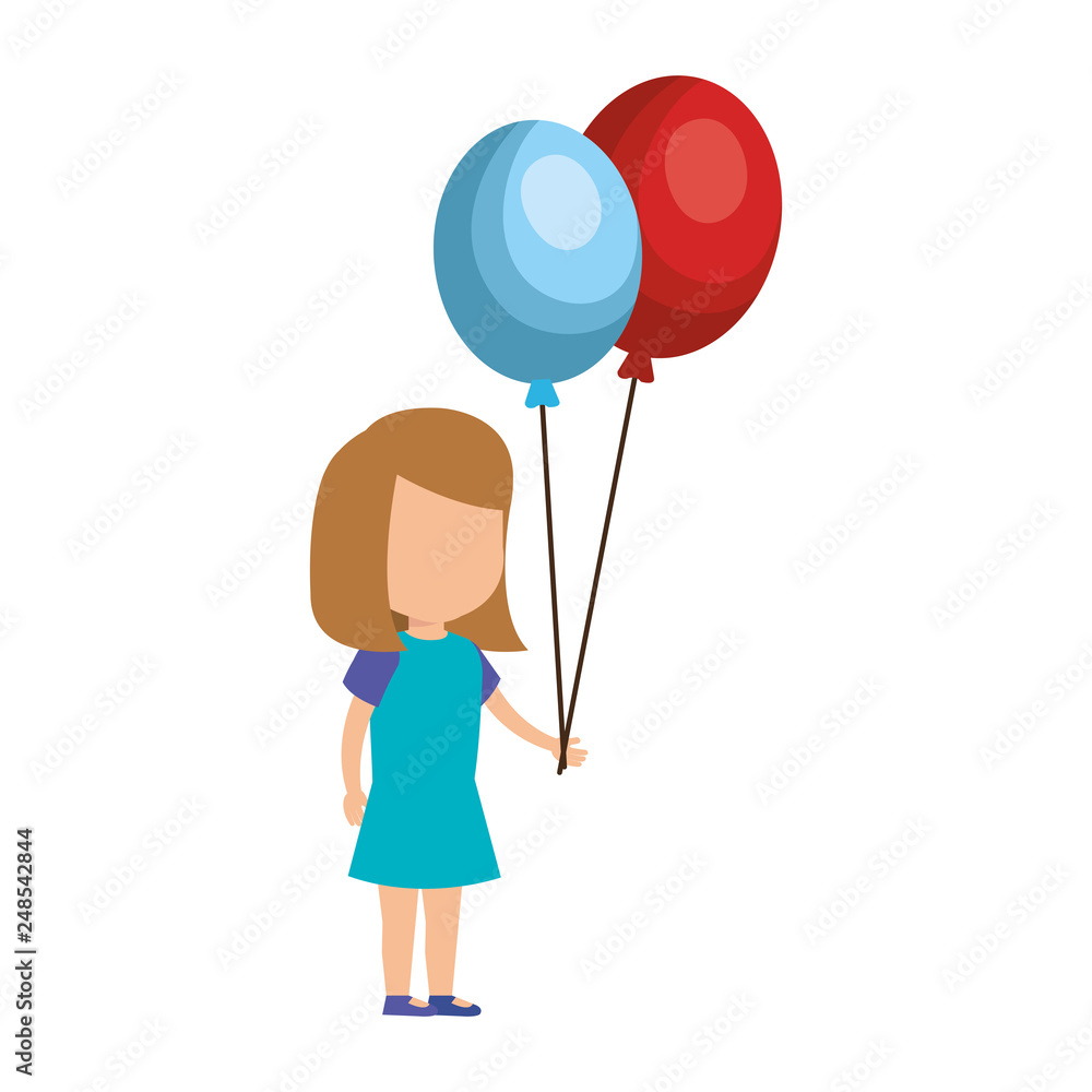 beautiful little girl with balloons helium