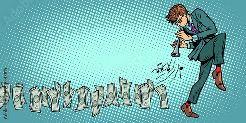 money goes for businessman, bank business concept