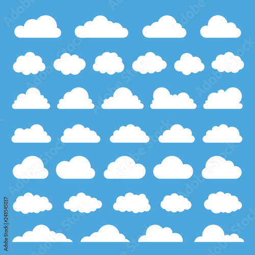 Cloud vector icon set on blue background.Creative modern concept - stock vector.