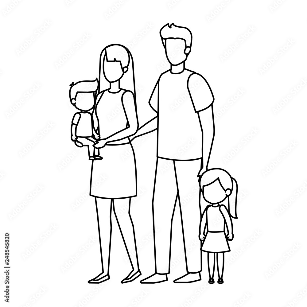 parents couple with daughter and son