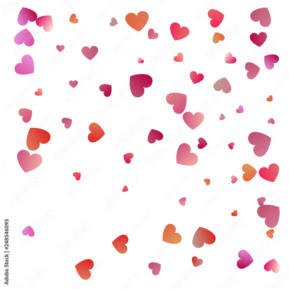 Red hearts confetti celebrations. Simple festive modern design. Holiday vector.