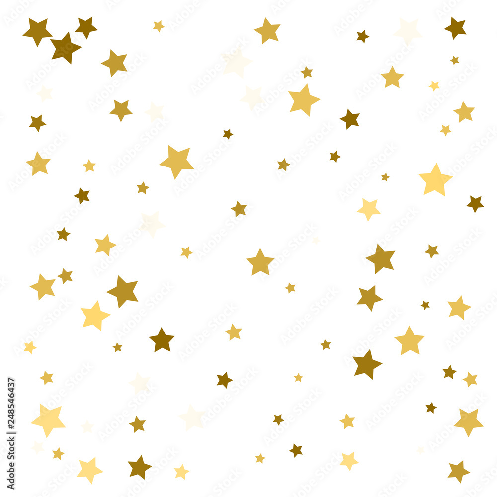 Gold stars. Confetti celebration, falling golden abstract decoration
