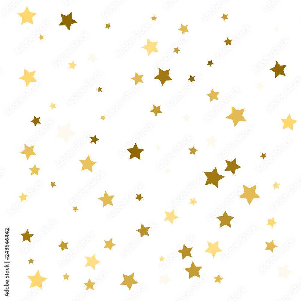 Gold stars. Confetti celebration, falling golden abstract decoration