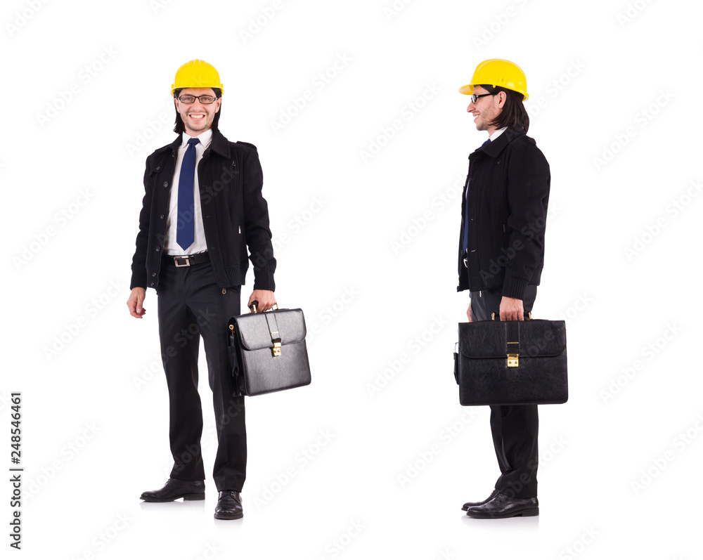 Young construction architect isolated on the white Young construction architect isolated on the white