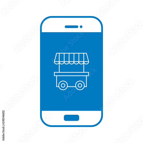 Kiosk auf Smartphone Display - blau