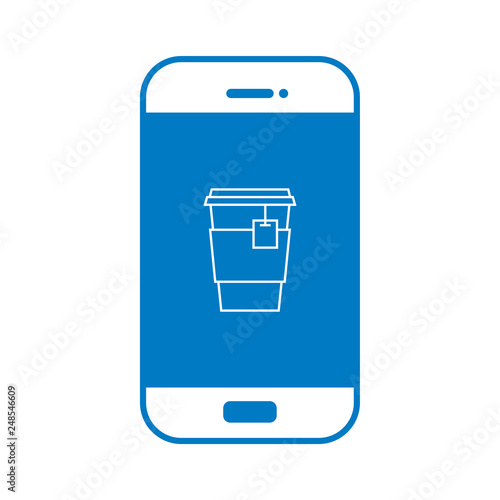 Teacup auf Smartphone Display - blau