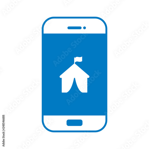 Festzelt auf Smartphone Display - blau