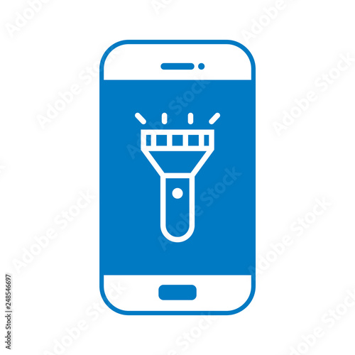 Taschenlampe auf Smartphone Display - blau