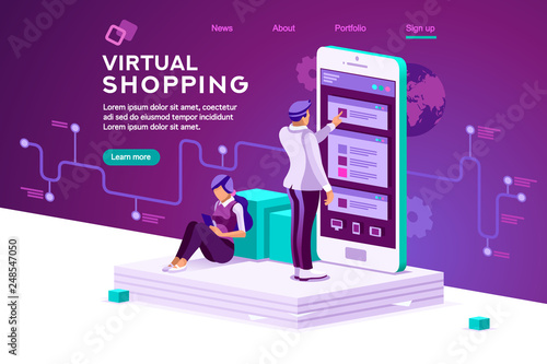 Virtual Shopping Concept Vector