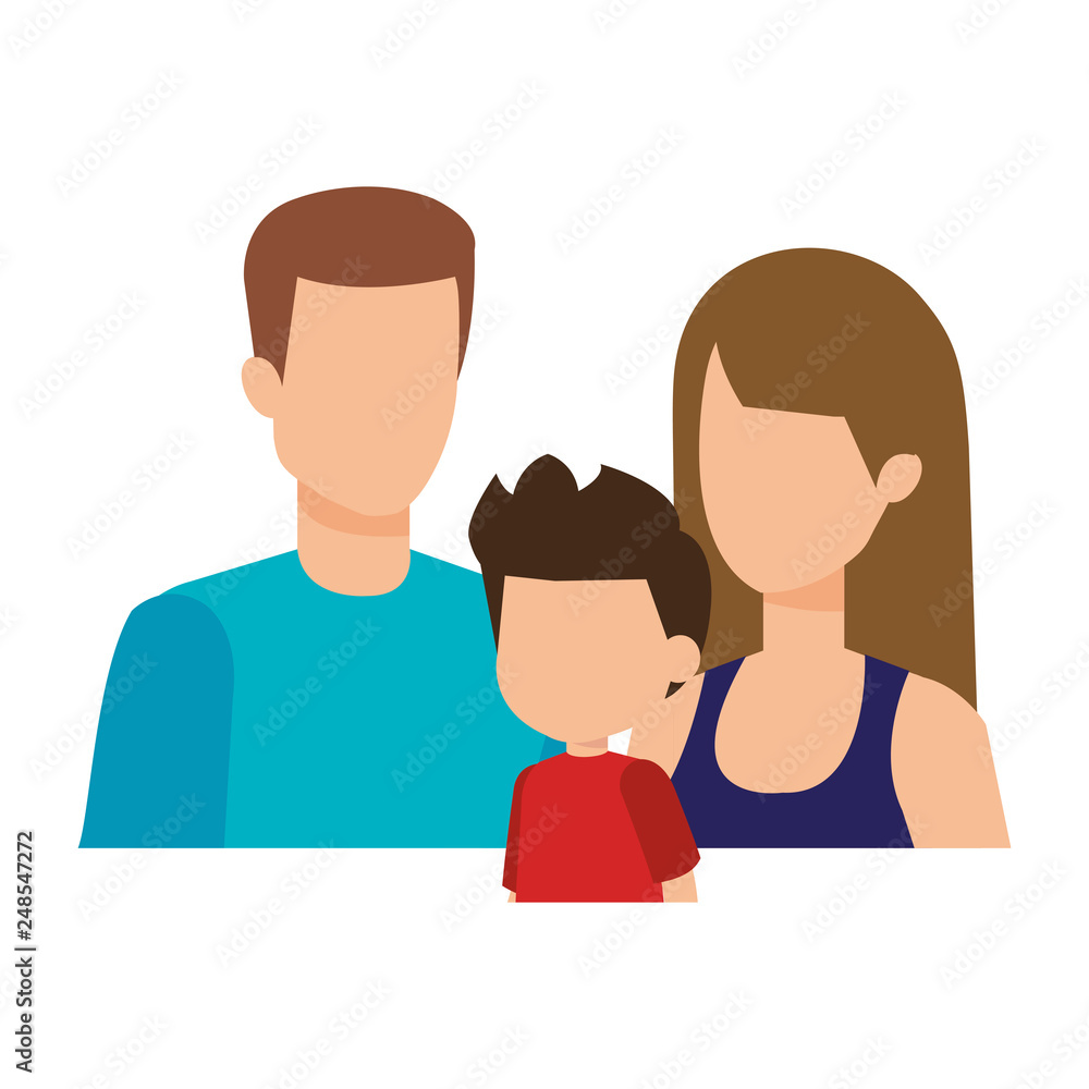 Fototapeta premium parents couple with son characters