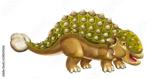 cartoon dinosaur euoplocephalus - isolated on white background - illustration for children photo