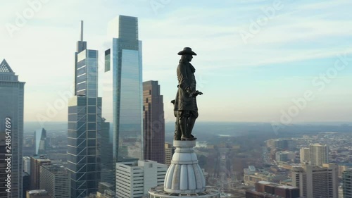 William Penn Statue aerial drone footage photo
