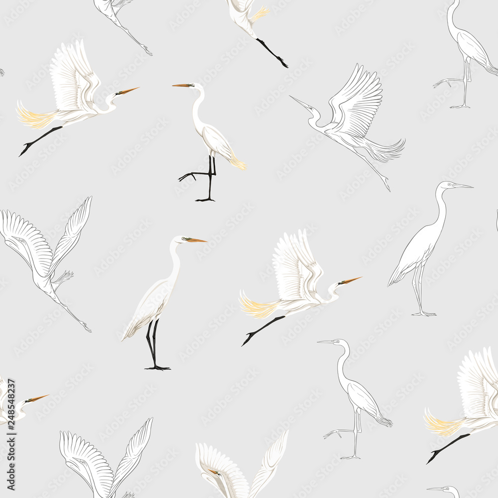 Obraz premium Seamless pattern, background with tropical birds