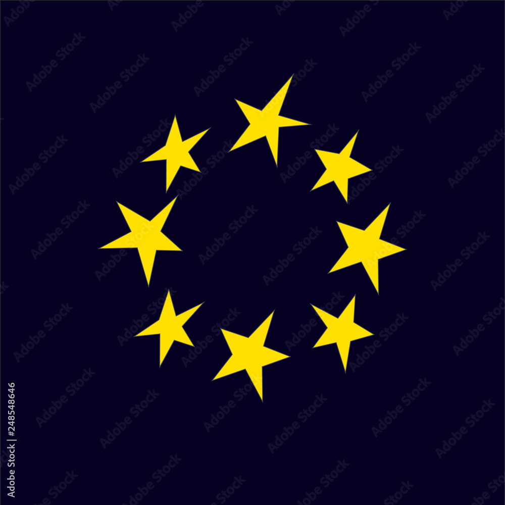 Fototapeta premium Circle Star Border Vector Logo Template on Blue Background
