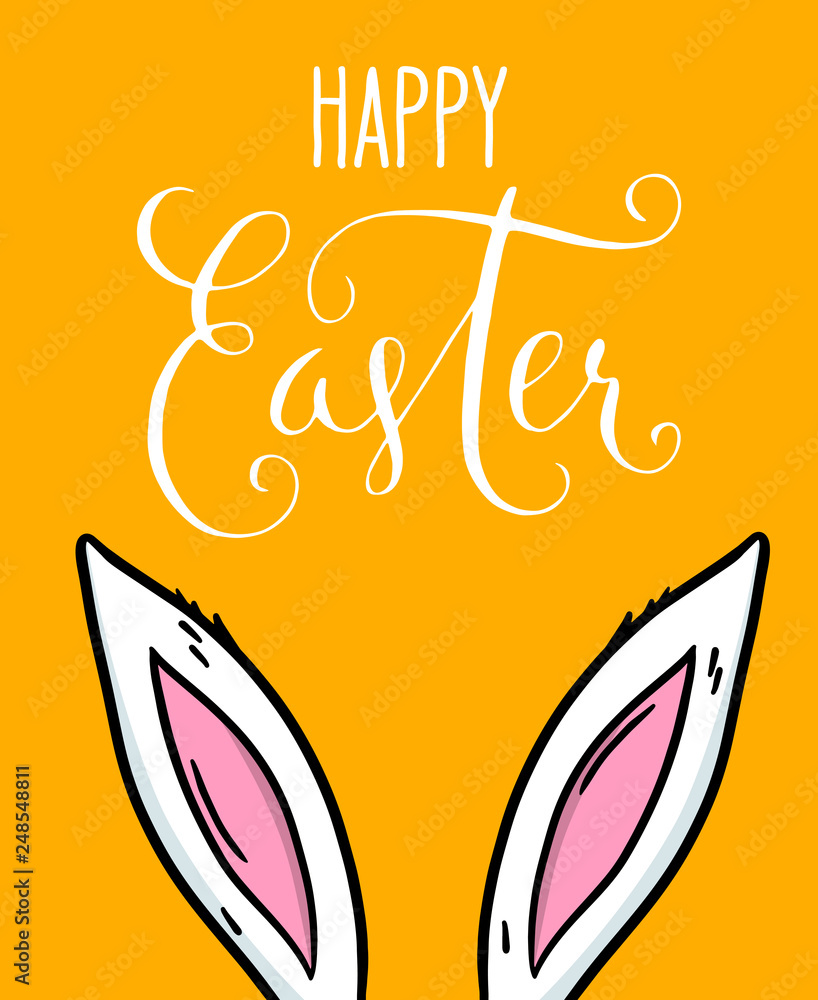 Obraz premium Happy Easter greeting card with bunny ears