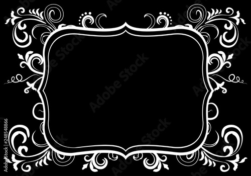 Ornamental doodle floral black and white frame