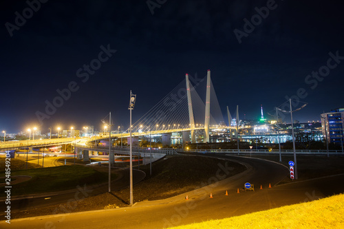 The Zolotoy Golden Bridge is cable-stayed bridge across the Zolotoy Rog  Golden Horn  in Vladivostok  Russia 
