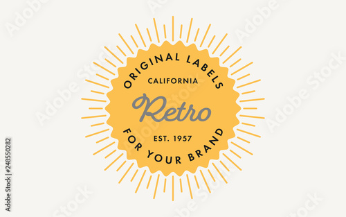Retro Stamp Label Template with Sunburst