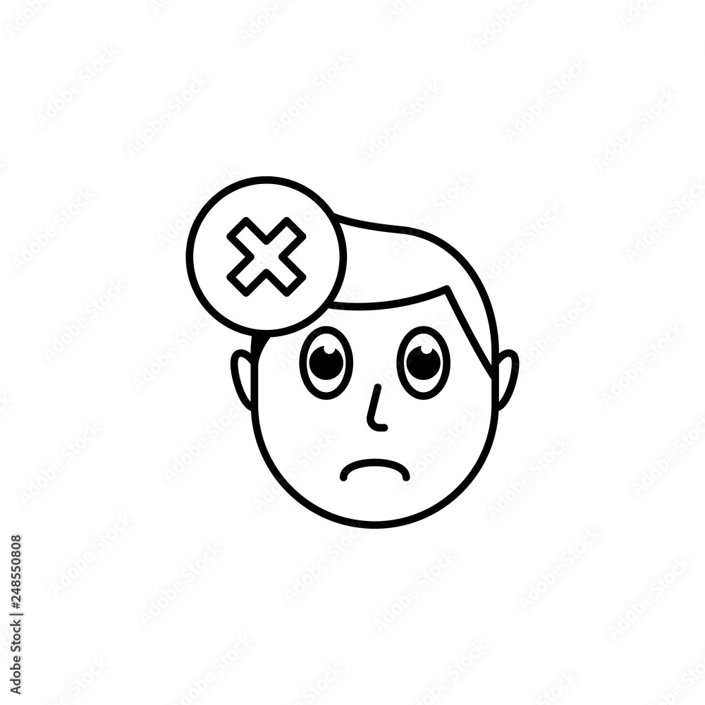 human face character mind in cross icon