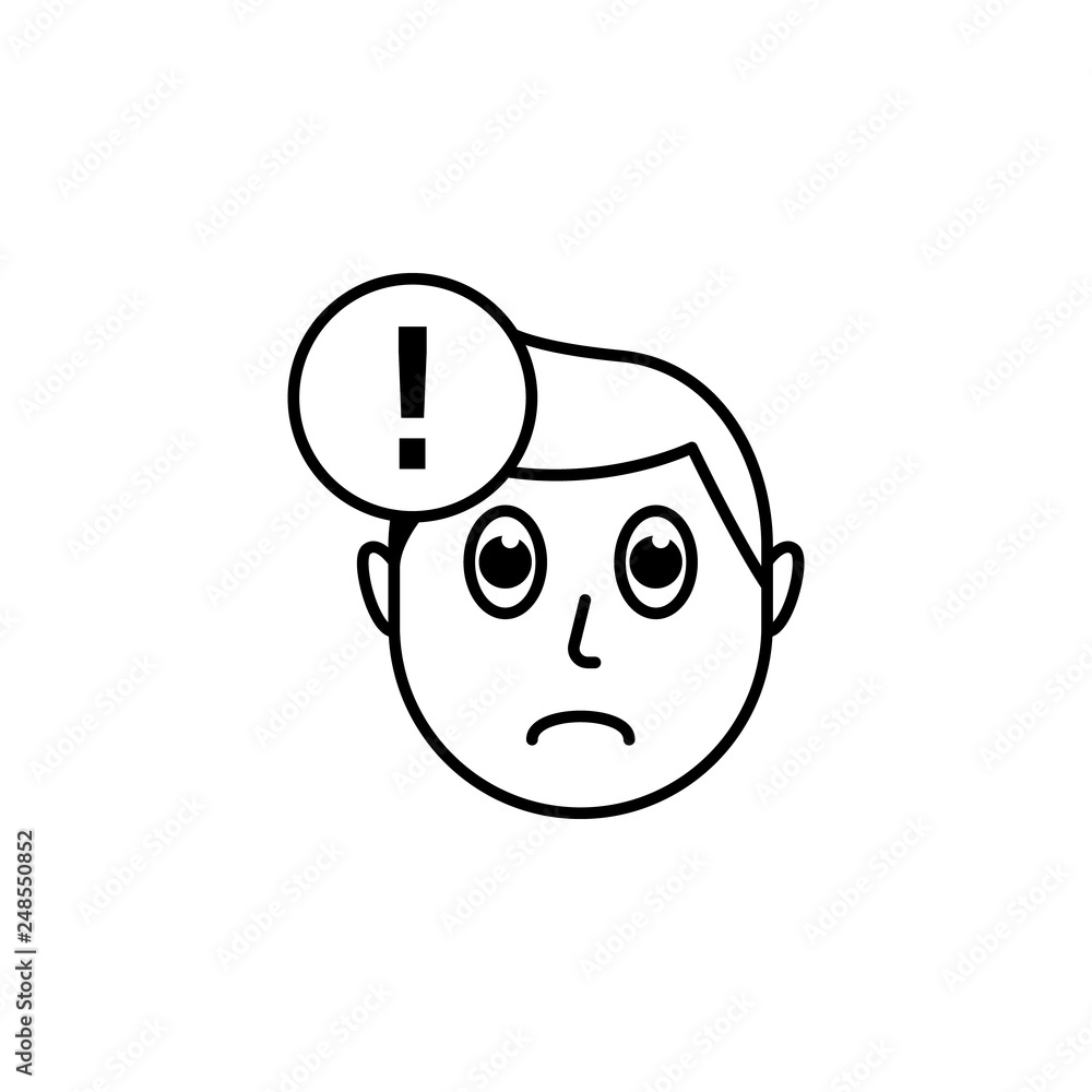 human face character mind in warning icon human face character mind in warning icon
