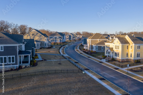  American single family homes at a new construction aerial view 