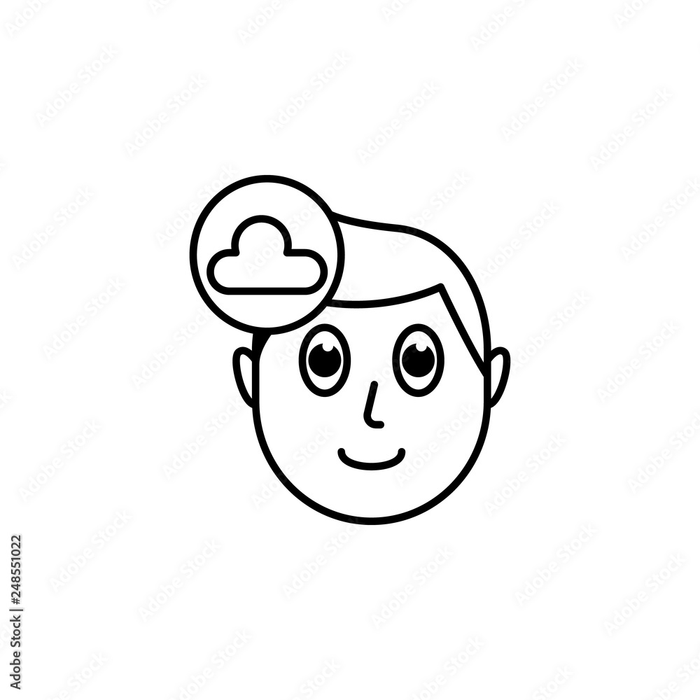 human face character mind in cloud icon human face character mind in cloud icon