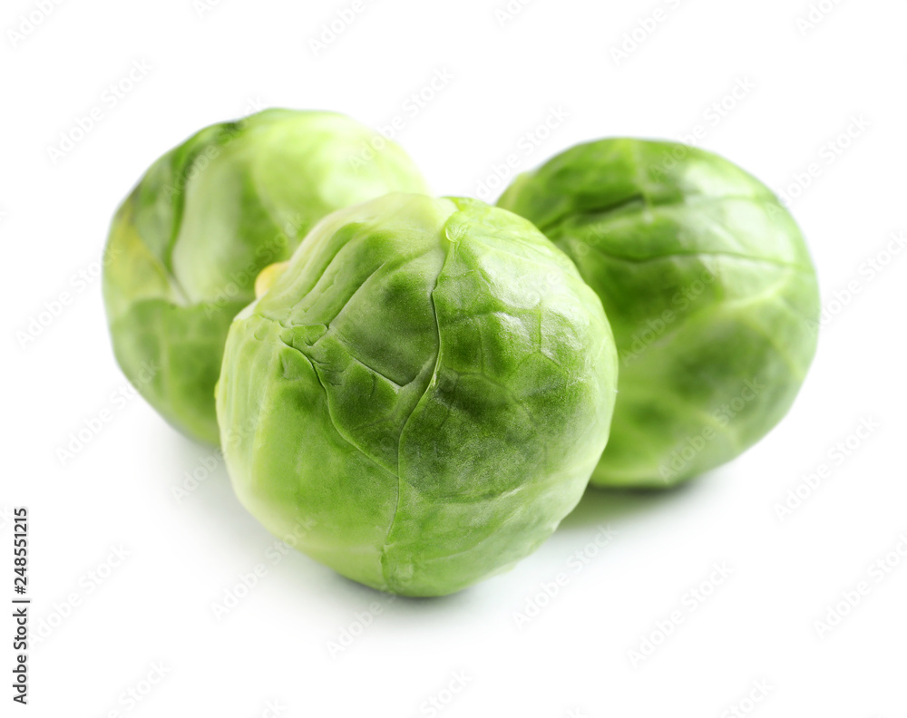 Fresh tasty Brussels sprouts on white background Fresh tasty Brussels sprouts on white background
