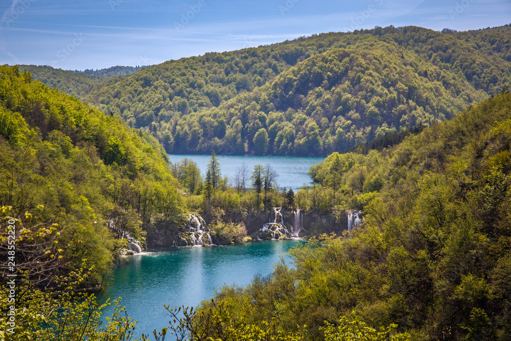 Green forests and cascading lakes with pure water, Plitvice Lakes National Park, Croatia