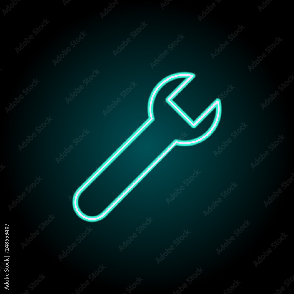 wrench icon. Elements of construction in neon style icons. Simple icon for websites, web design, mobile app, info graphics wrench icon. Elements of construction in neon style icons. Simple icon for websites, web design, mobile app, info graphics