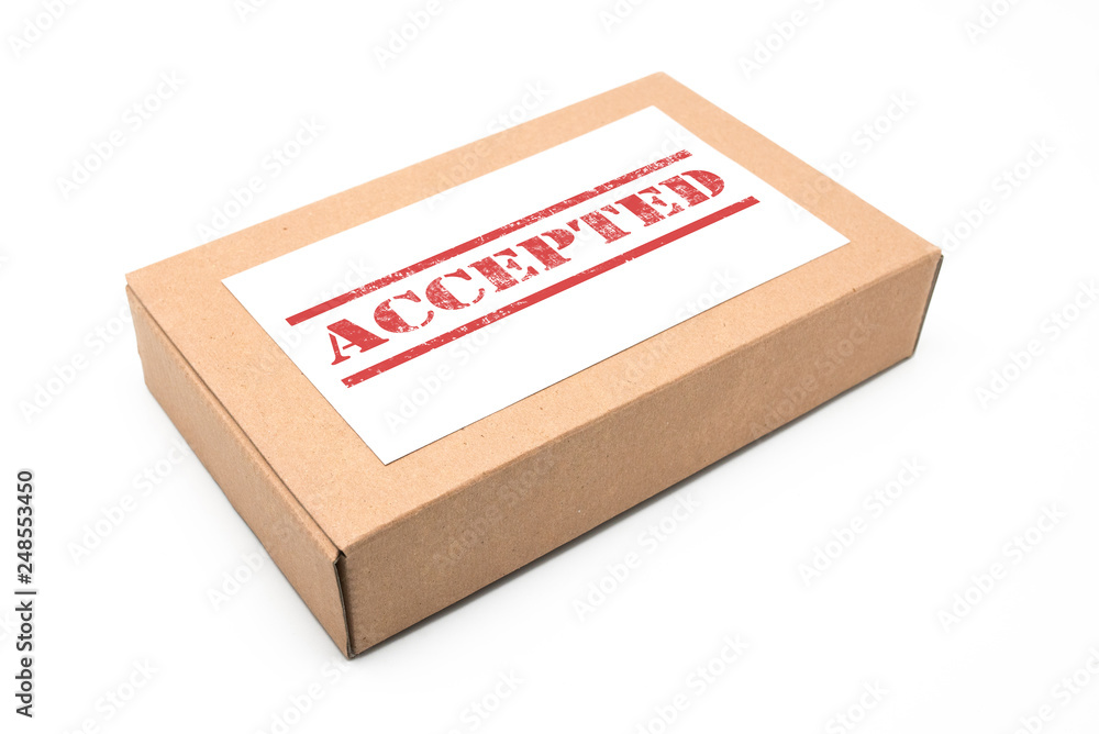 Stamped box accepted. White background Stamped box accepted. White background