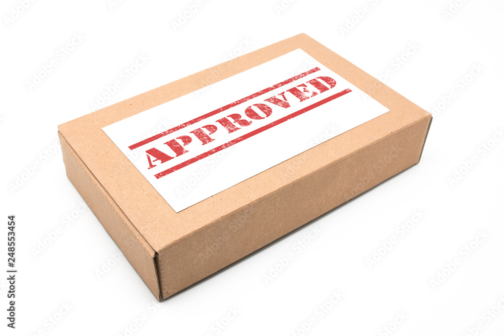 Approved box for shipping white background Approved box for shipping white background