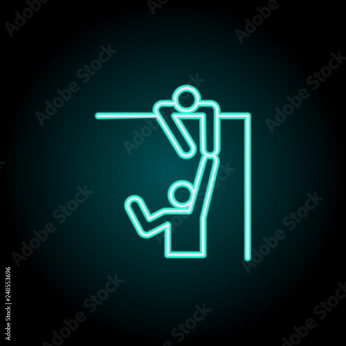 helping hand teamwork icon. Elements of conceptual figures in neon style icons. Simple icon for websites, web design, mobile app, info graphics