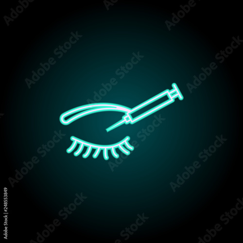 injection eyelid icon. Elements of plastic syrgery in neon style icons. Simple icon for websites, web design, mobile app, info graphics