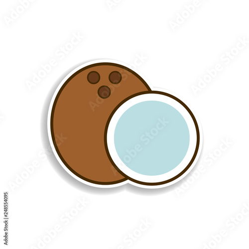 coconut colored sticker icon. Elements of fruit in color icons. Simple icon for websites, web design, mobile app, info graphics