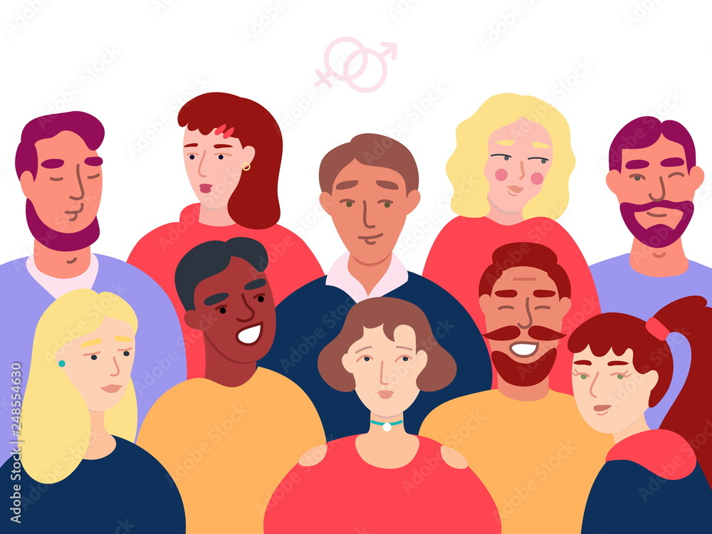 Group Of Different Stylish Fashionable Modern Men And Women Flat Vector Art Illustration Isolated On White Background. International Friendship Day. Human Rights. People Young. People Happy Group Of Different Stylish Fashionable Modern Men And Women Flat Vector Art Illustration Isolated On White Background. International Friendship Day. Human Rights. People Young. People Happy